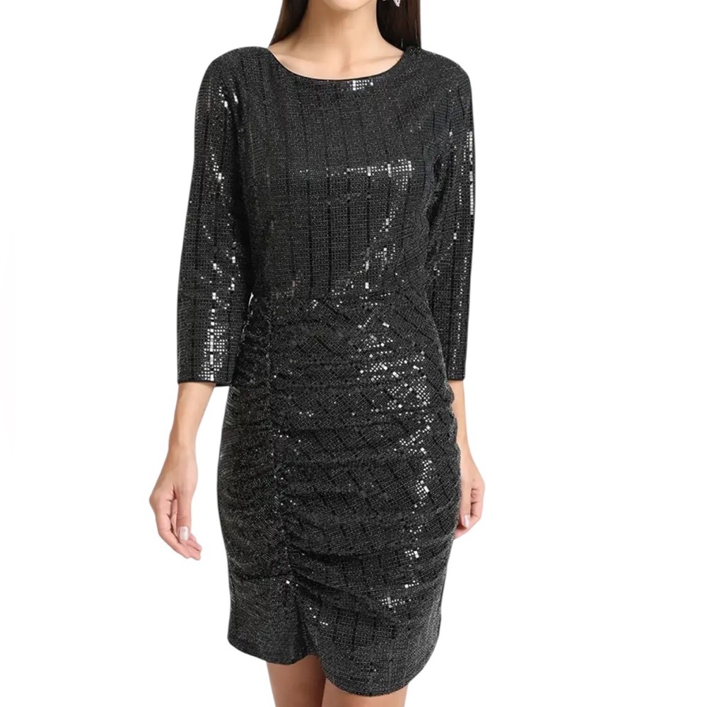 Kazo Black Sequin Sheath Dress Size M